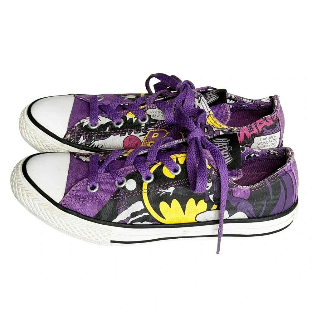 Converse DC Comics Batman and Cat Woman Sneakers Youth Kids Size 3 Purple